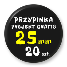 Przypinka 20 szt. Znaczek Pin Gadżet Upominek Reklamowy z Twoim Wzorem Logo Foto - 25mm.