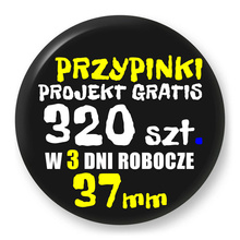 Przypinki z logo 37mm (320 szt.) - Buttony na zamówienie z projektem gratis w 3 dni