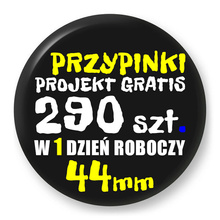 Przypinki z logo 44mm (290 szt.) - Buttony na zamówienie z projektem gratis w 1 dzień
