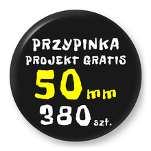 Przypinka Reklamowa z Twoim Wzorem / Logo / Foto - 50 mm - Komplet 380 szt.