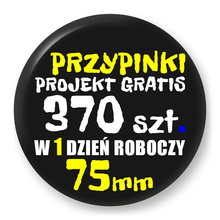 Przypinki z logo 75mm (370 szt.) - Buttony na zamówienie z projektem gratis w 1 dzień