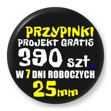 Przypinki z logo 25mm (390 szt.) - Buttony na zamówienie z projektem gratis w 7 dni