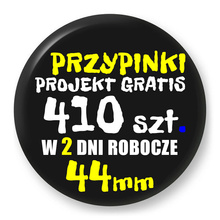 Przypinki z logo 44mm (410 szt.) - Buttony na zamówienie z projektem gratis w 2 dni