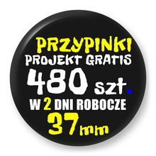 Przypinki z logo 37mm (480 szt.) - Buttony na zamówienie z projektem gratis w 2 dni