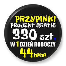 Przypinki z logo 44mm (330 szt.) - Buttony na zamówienie z projektem gratis w 1 dzień