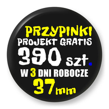 Przypinki z logo 37mm (390 szt.) - Buttony na zamówienie z projektem gratis w 3 dni