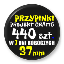 Przypinki z logo 37mm (440 szt.) - Buttony na zamówienie z projektem gratis w 7 dni