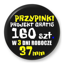 Przypinki z logo 37mm (160 szt.) - Buttony na zamówienie z projektem gratis w 3 dni