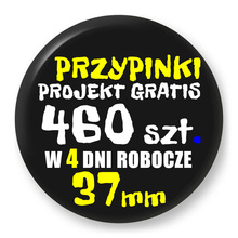 Przypinki z logo 37mm (460 szt.) - Buttony na zamówienie z projektem gratis w 4 dni