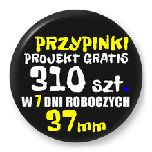 Przypinki z logo 37mm (310 szt.) - Buttony na zamówienie z projektem gratis w 7 dni