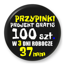 Przypinki z logo 37mm (100 szt.) - Buttony na zamówienie z projektem gratis w 3 dni