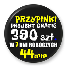 Przypinki z logo 44mm (390 szt.) - Buttony na zamówienie z projektem gratis w 7 dni