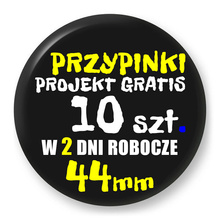 Przypinki z logo 44mm (10 szt.) - Buttony na zamówienie z projektem gratis w 2 dni