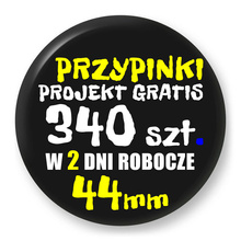 Przypinki z logo 44mm (340 szt.) - Buttony na zamówienie z projektem gratis w 2 dni