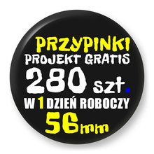 Przypinki z logo 56mm (280 szt.) - Buttony na zamówienie z projektem gratis w 1 dzień