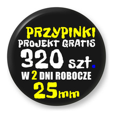 Przypinki z logo 25mm (320 szt.) - Buttony na zamówienie z projektem gratis w 2 dni