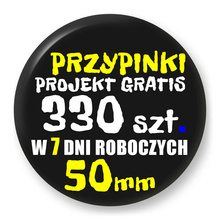 Przypinki z logo 50mm (330 szt.) - Buttony na zamówienie z projektem gratis w 7 dni