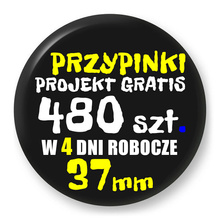 Przypinki z logo 37mm (480 szt.) - Buttony na zamówienie z projektem gratis w 4 dni