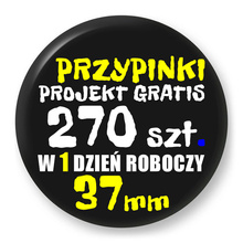 Przypinki z logo 37mm (270 szt.) - Buttony na zamówienie z projektem gratis w 1 dzień