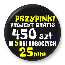 Przypinki z logo 25mm (450 szt.) - Buttony na zamówienie z projektem gratis w 5 dni