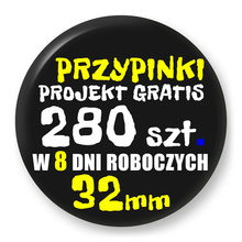Przypinki z logo 32mm (280 szt.) - Buttony na zamówienie z projektem gratis w 8 dni