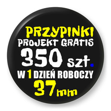Przypinki z logo 37mm (350 szt.) - Buttony na zamówienie z projektem gratis w 1 dzień
