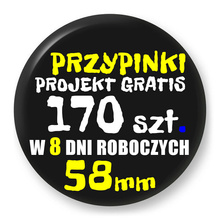 Przypinki z logo 58mm (170 szt.) - Buttony na zamówienie z projektem gratis w 8 dni