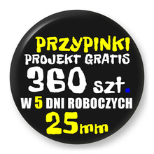 Przypinki z logo 25mm (360 szt.) - Buttony na zamówienie z projektem gratis w 5 dni