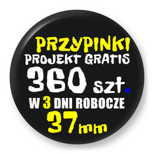 Przypinki z logo 37mm (360 szt.) - Buttony na zamówienie z projektem gratis w 3 dni