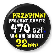 Przypinki z logo 32mm (470 szt.) - Buttony na zamówienie z projektem gratis w 4 dni