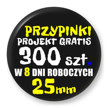 Przypinki z logo 25mm (300 szt.) - Buttony na zamówienie z projektem gratis w 8 dni