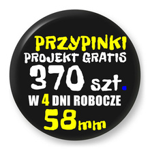 Przypinki z logo 58mm (370 szt.) - Buttony na zamówienie z projektem gratis w 4 dni