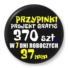 Przypinki z logo 37mm (370 szt.) - Buttony na zamówienie z projektem gratis w 7 dni