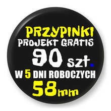 Przypinki z logo 58mm (90 szt.) - Buttony na zamówienie z projektem gratis w 5 dni