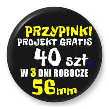 Przypinki z logo 56mm (40 szt.) - Buttony na zamówienie z projektem gratis w 3 dni