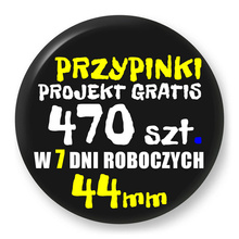 Przypinki z logo 44mm (470 szt.) - Buttony na zamówienie z projektem gratis w 7 dni