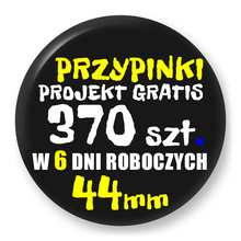 Przypinki z logo 44mm (370 szt.) - Buttony na zamówienie z projektem gratis w 6 dni