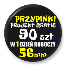 Przypinki z logo 56mm (90 szt.) - Buttony na zamówienie z projektem gratis w 1 dzień