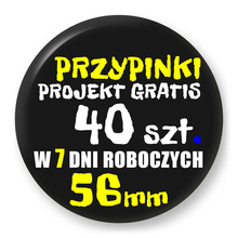 Przypinki z logo 56mm (40 szt.) - Buttony na zamówienie z projektem gratis w 7 dni