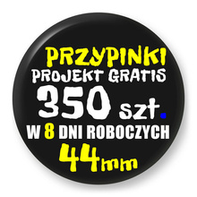 Przypinki z logo 44mm (350 szt.) - Buttony na zamówienie z projektem gratis w 8 dni