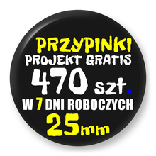Przypinki z logo 25mm (470 szt.) - Buttony na zamówienie z projektem gratis w 7 dni