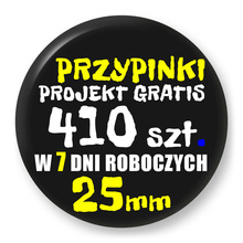 Przypinki z logo 25mm (410 szt.) - Buttony na zamówienie z projektem gratis w 7 dni