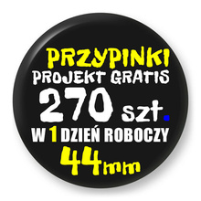 Przypinki z logo 44mm (270 szt.) - Buttony na zamówienie z projektem gratis w 1 dzień