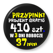 Przypinki z logo 37mm (410 szt.) - Buttony na zamówienie z projektem gratis w 3 dni