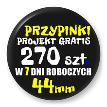 Przypinki z logo 44mm (270 szt.) - Buttony na zamówienie z projektem gratis w 7 dni