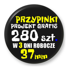 Przypinki z logo 37mm (280 szt.) - Buttony na zamówienie z projektem gratis w 3 dni