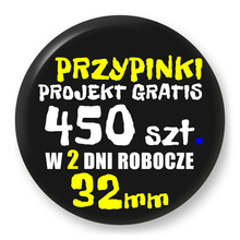 Przypinki z logo 32mm (450 szt.) - Buttony na zamówienie z projektem gratis w 2 dni