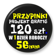 Przypinki z logo 56mm (120 szt.) - Buttony na zamówienie z projektem gratis w 1 dzień