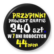 Przypinki z logo 44mm (340 szt.) - Buttony na zamówienie z projektem gratis w 7 dni