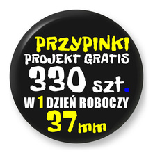 Przypinki z logo 37mm (330 szt.) - Buttony na zamówienie z projektem gratis w 1 dzień